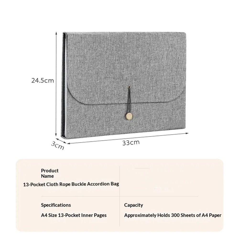 Vintage Fashion Expandable File Folder, Letter Size, 13 Pockets,Expanding File Folder Document Organizer A4 Indexed File Case, grey