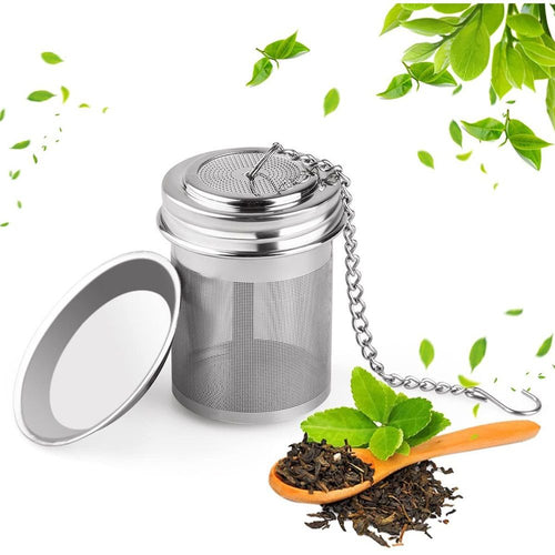 2 pack Tea Infusers for Loose Tea, Extra Fine Mesh Tea Strainers, Stainless Steel Loose Leaf Tea Steeper Tea Diffusers with Extended Chain Hook and Drip Tray