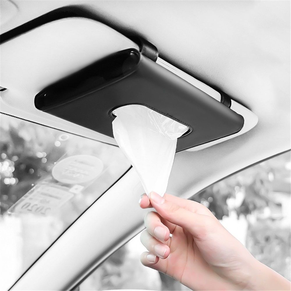 2x Car Sun Visor Tissue Holder Napkin Case Backseat Tissue Box Black