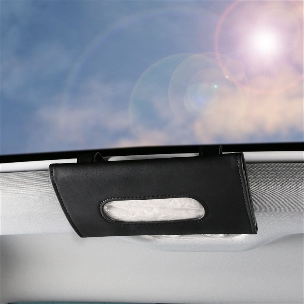 2x Car Sun Visor Tissue Holder Napkin Case Backseat Tissue Box Black