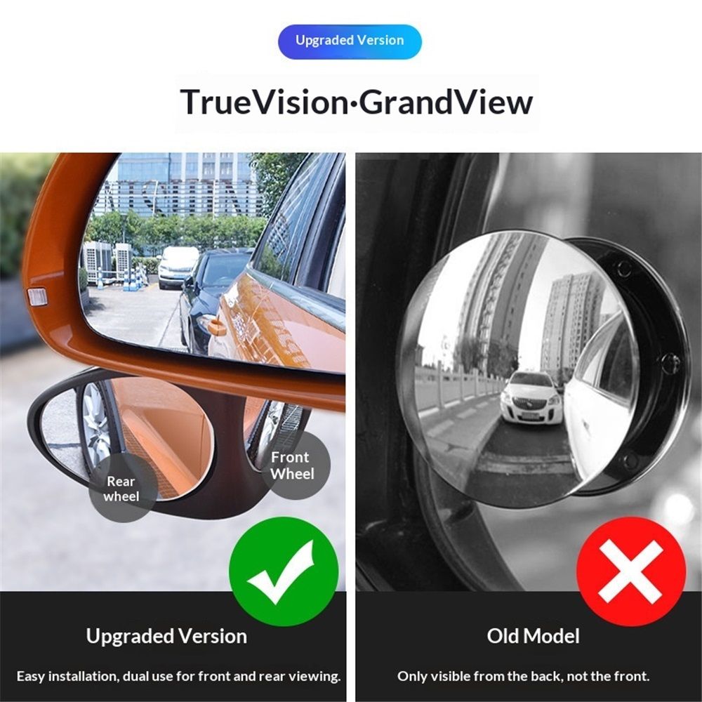 2x Blind Spot Mirrors Convex Wide Angle 360 Rotatable Car SUV Truck Pair