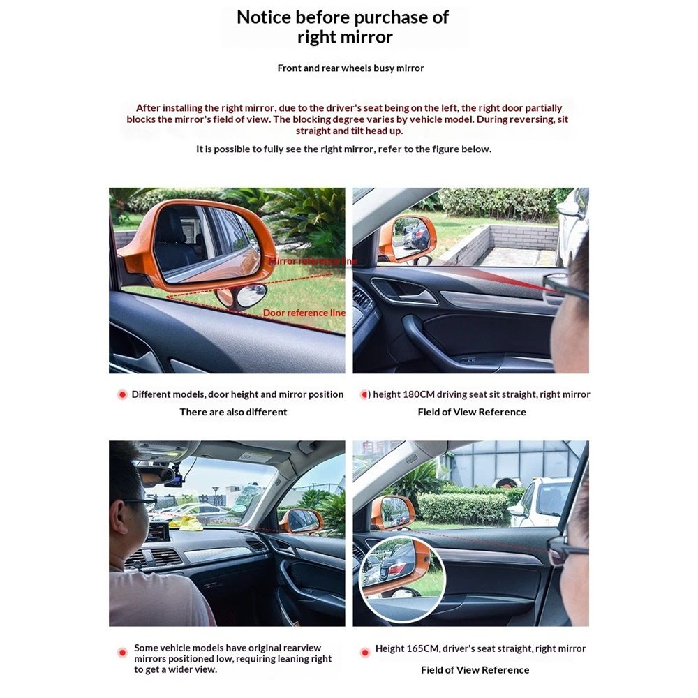 2x Blind Spot Mirrors Convex Wide Angle 360 Rotatable Car SUV Truck Pair