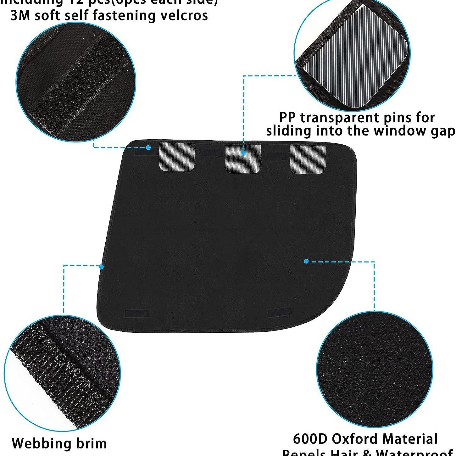 A pair Dog Car Door Protector, Anti-Scratch Car Door Cover from Dog Scratching, Durable Pet Window Guard for Vehicle Truck SUV Universal Fit Machine Washable, black