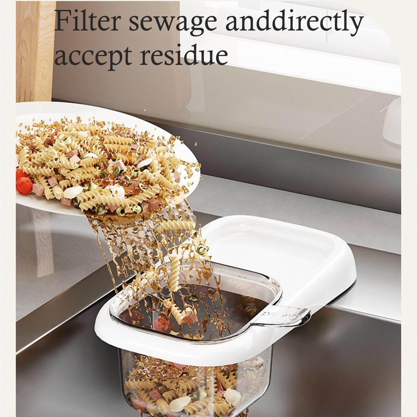 Milky white self-designed Sink Drain Basket, Detachable Kitchen Food Residue Filter Strainer Holder for Leftovers Tea Leaves Waste Water Draining Rack