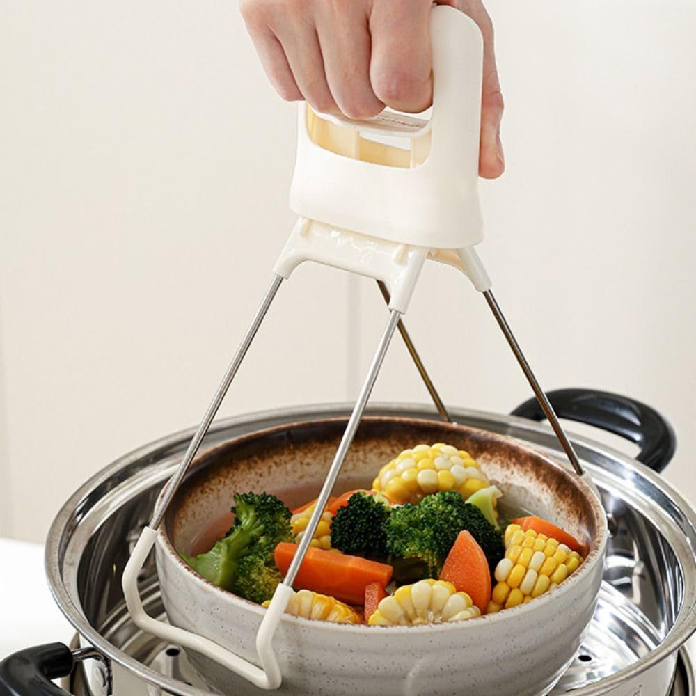 Extra Large white high-quality Heat Resistant Bowl Clip, Wide Angle Non-Slip Hot Dish Gripper Tongs for Kitchen Steamer Cooking