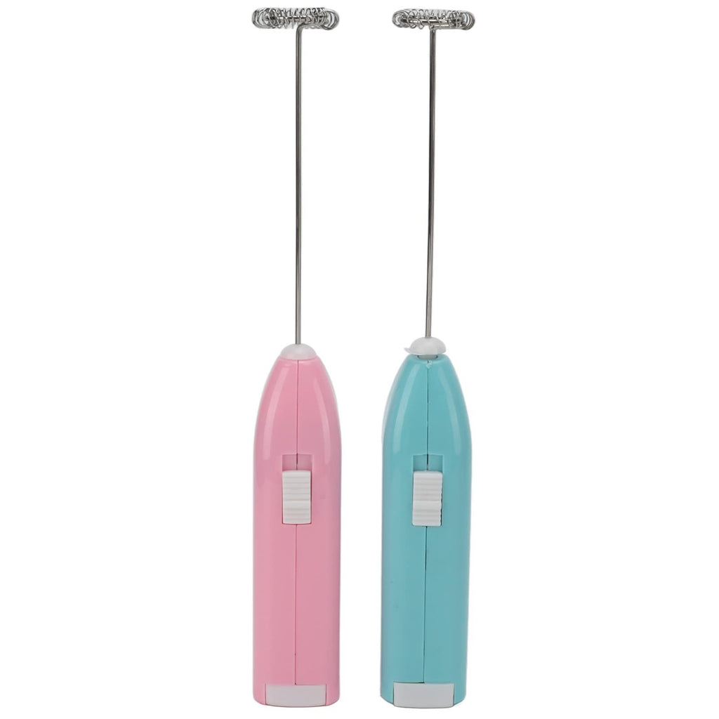Pink electric milk frother, handheld coffee mixer, portable milk frother, suitable for lattes, cappuccinos, and home use as a whipping iron for cream.