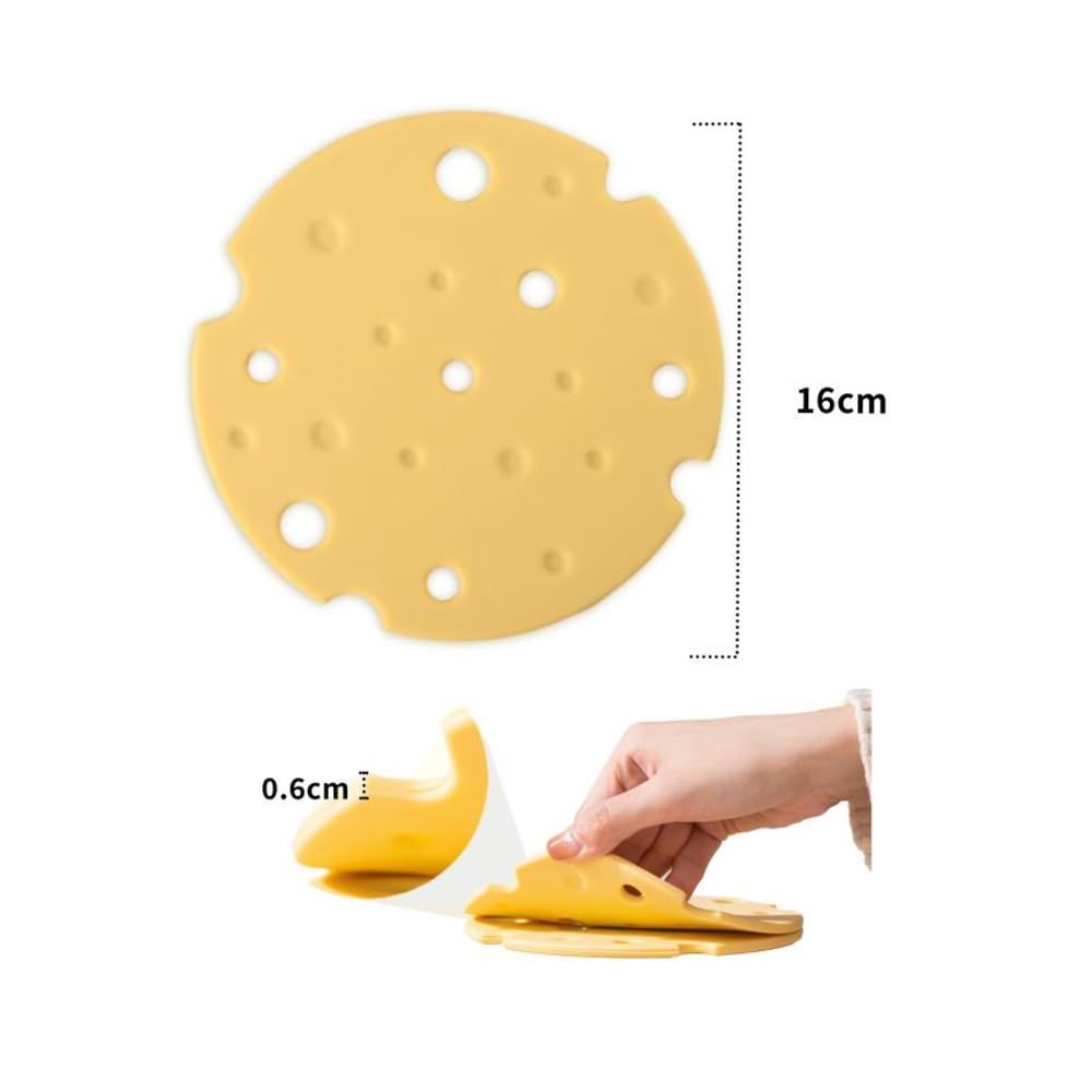 4‑Pack light‑Yellow round Silicone Trivet Mat, Heat Resistant Non Slip, 6.3x6.3x0.4 Inches, Kitchen Table Protector for Bowls Plates Cups