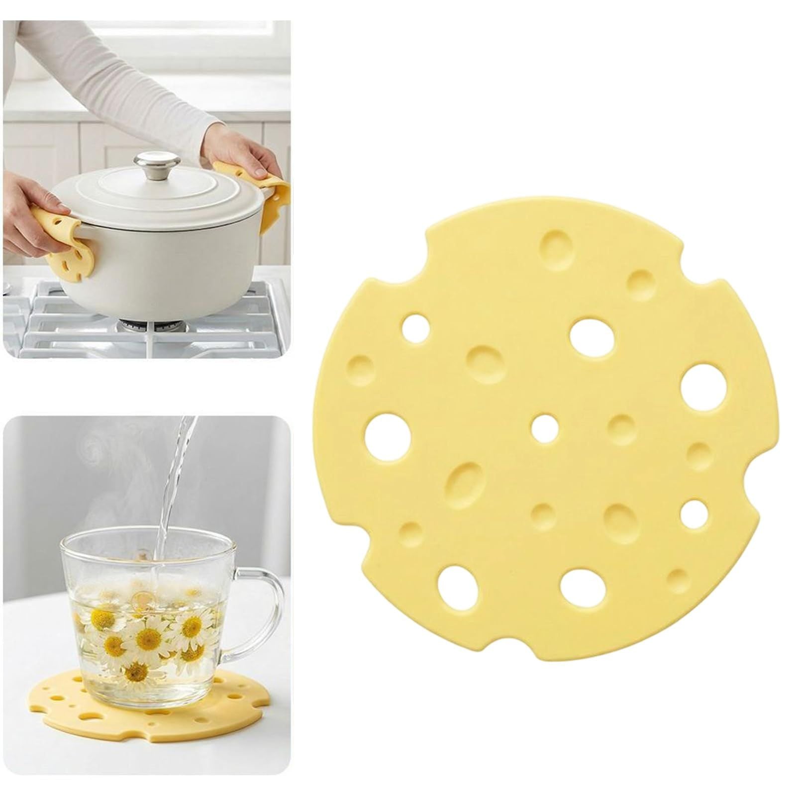 2‑Pack off white round Silicone Trivet Mat, Heat Resistant Non Slip, 6.3x6.3x0.4 Inches, Kitchen Table Protector for Bowls Plates Cups