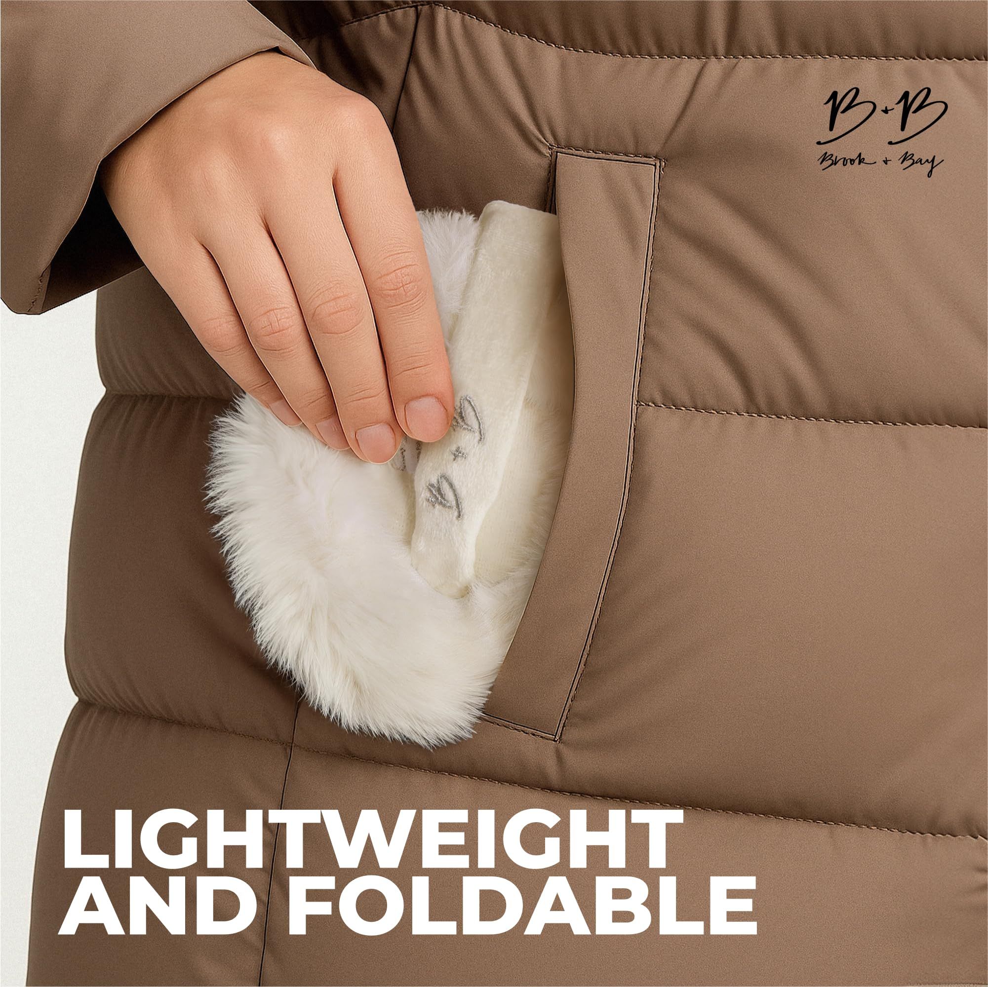 Grey fluffy Plush Winter Ear Muffs for Women, Foldable Soft Ear Warmers Windproof Thermal Earmuffs for Cold Weather Outdoor Daily Wear
