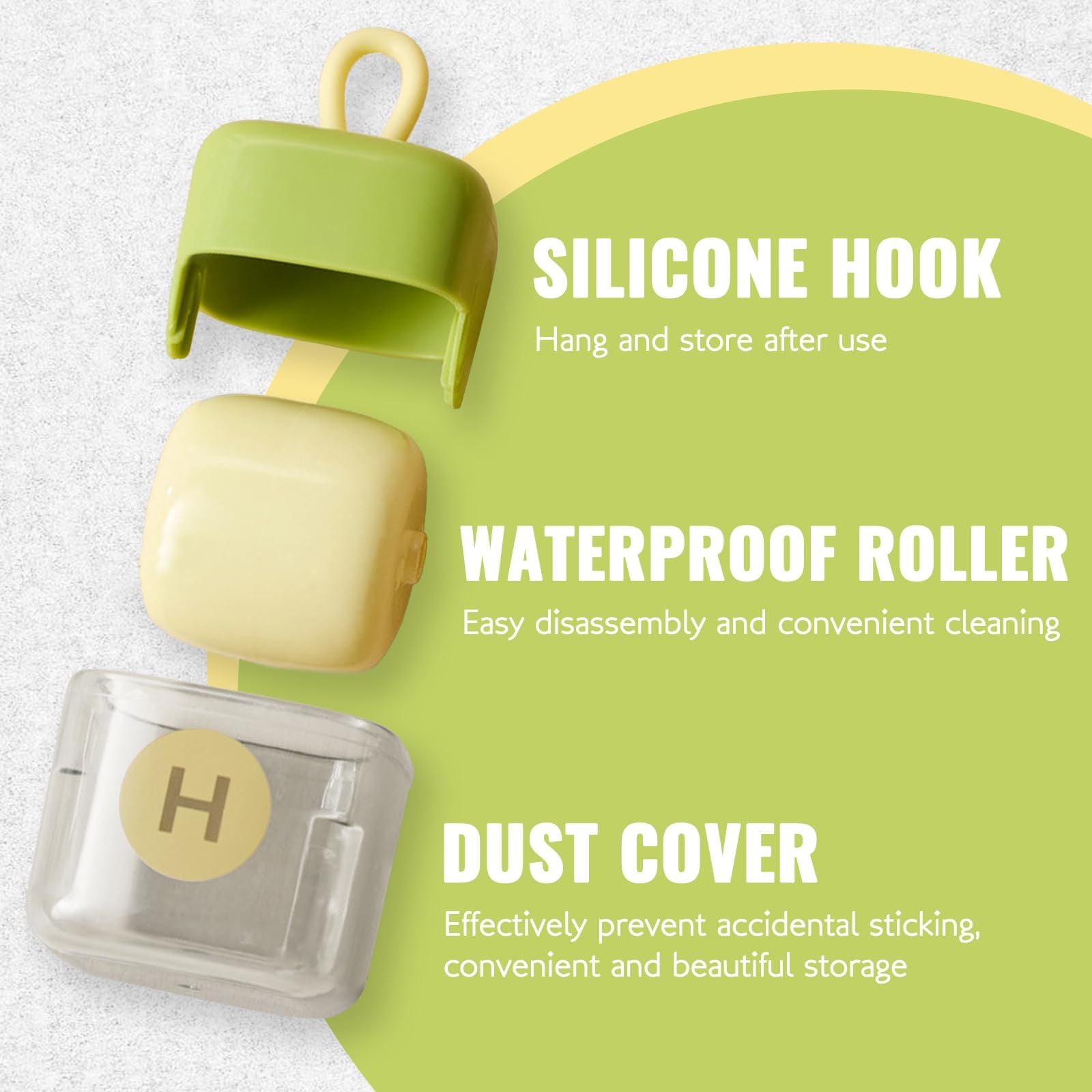 Creamy White Portable Reusable Washable Lint Roller Strong Sticky Fluff Dust Hair Remover for Clothing & Fabric