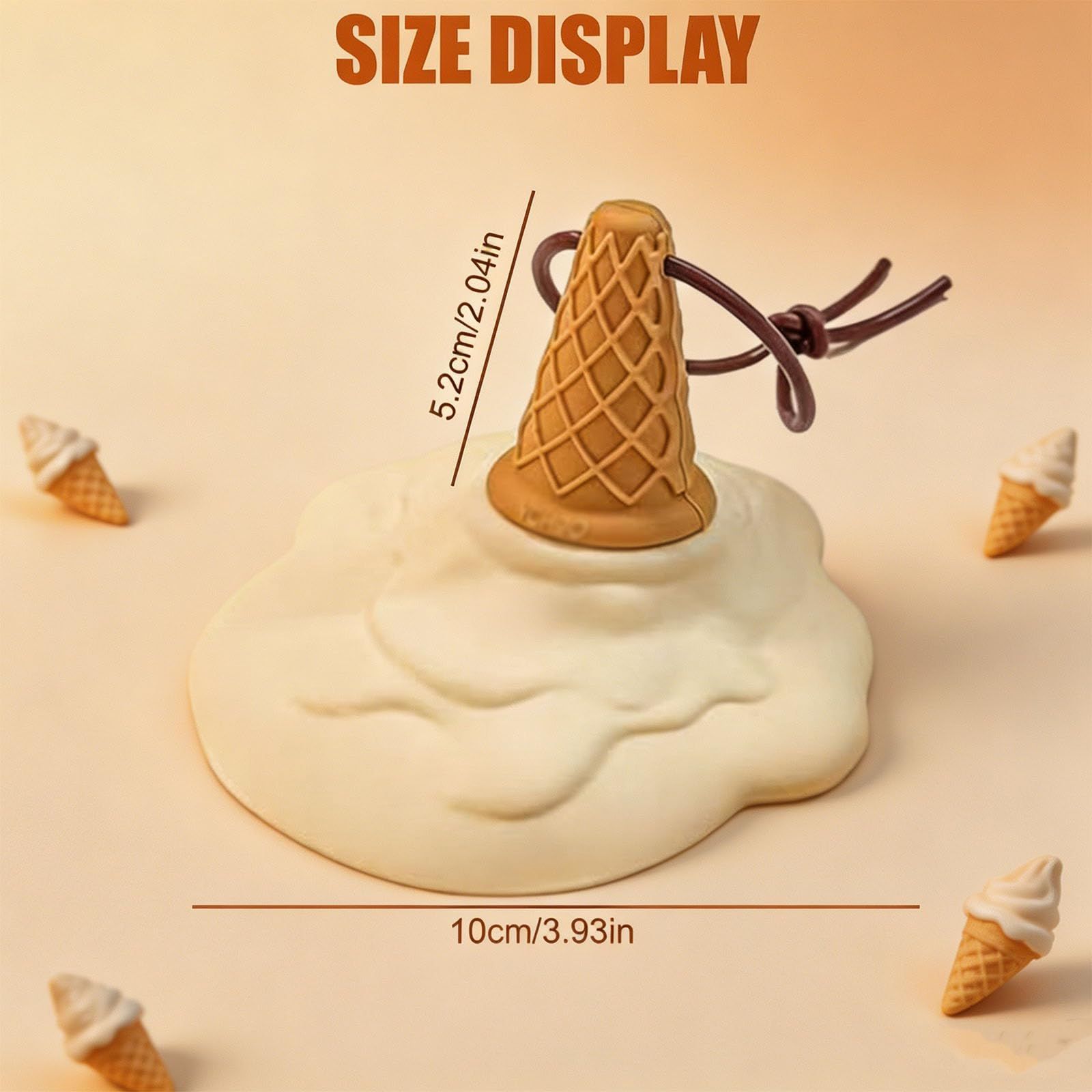 KhakiKhaki Cartoon Ice Cream Shaped Silicone Door Stopper with Suction Cup Base Detachable Lanyard Multi‑Color Optional for Household Door Positioning Anti‑Collision Interior Safety Layout