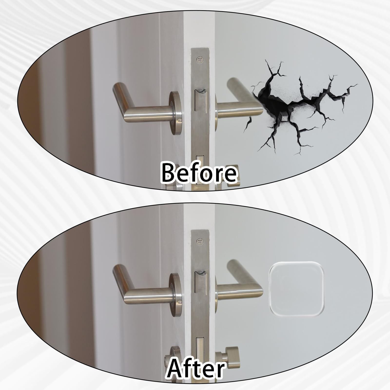 Door Stopper Wall Protector, 6 Pcs Transparent Door Knob Wall Protector Thicken Square Walls Shield Bumper Guard from Doors Knobs, Sturdy Self Adhesive, Reusable Washable for Office Home