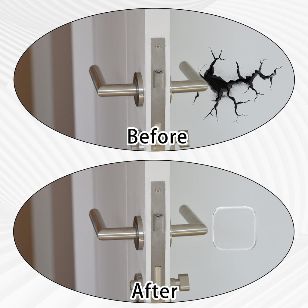Door Stopper Wall Protector, 3 Pcs Transparent Door Knob Wall Protector Thicken Square Walls Shield Bumper Guard from Doors Knobs, Sturdy Self Adhesive, Reusable Washable for Office Home