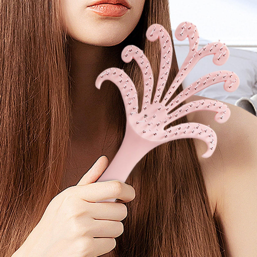 New light pink  Octopus Scalp Massage Comb, Gentle Fluffy Wide Tooth Hair Brush, Portable Wet Dry Use Detangling Hair Comb