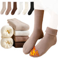 10 Pairs White Thermal Mid-Calf Socks Thermal Mid-Calf Socks - Thick Fleece Lined Winter Socks, Heat Retention Cotton Socks for Men & Women, Cold Weather Cozy Wear