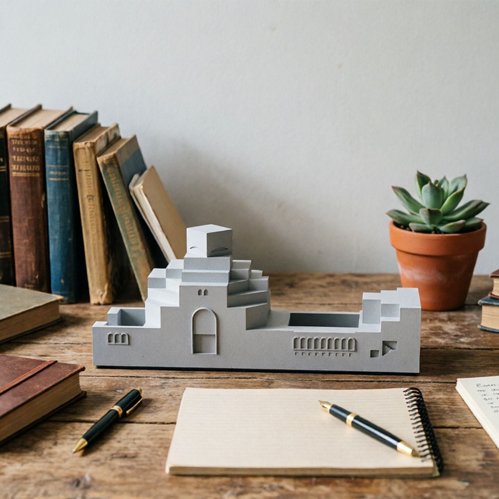 Museum of Islamic Art Doha Concrete Model Architectural Replica Sculpture & Desktop Decor（Grey）
