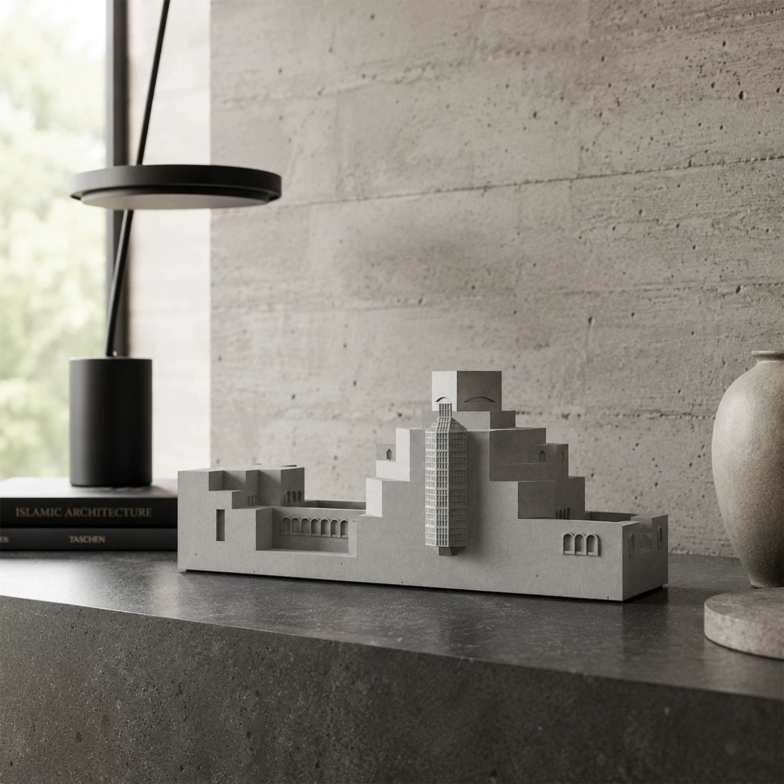 Museum of Islamic Art Doha Concrete Model Architectural Replica Sculpture & Desktop Decor（Grey）
