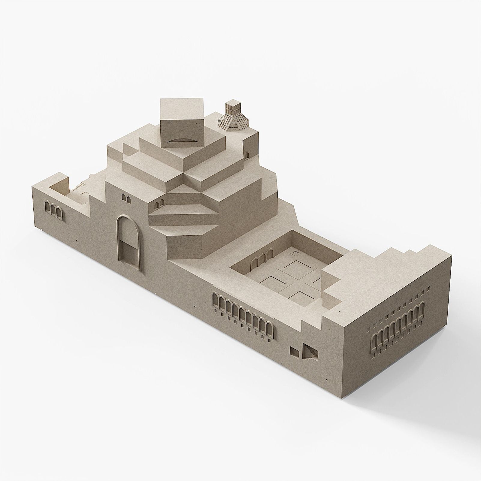 Museum of Islamic Art Doha Concrete Model Architectural Replica Sculpture & Desktop Decor（Khaki）