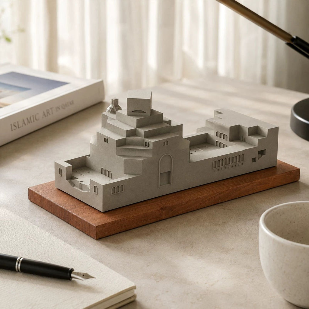Museum of Islamic Art Doha Concrete Model Architectural Replica Sculpture & Desktop Decor（Khaki）
