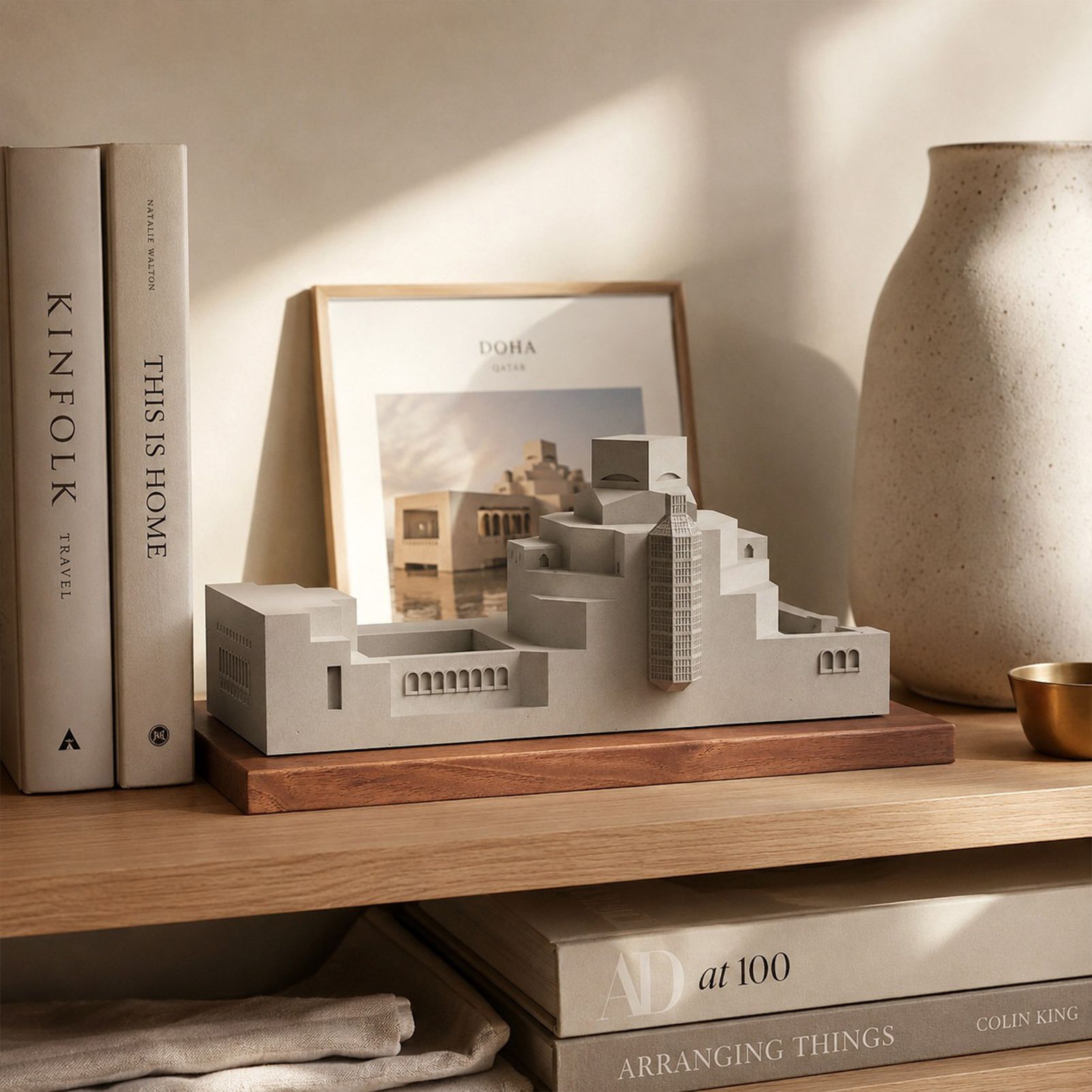 Museum of Islamic Art Doha Concrete Model Architectural Replica Sculpture & Desktop Decor（Khaki）