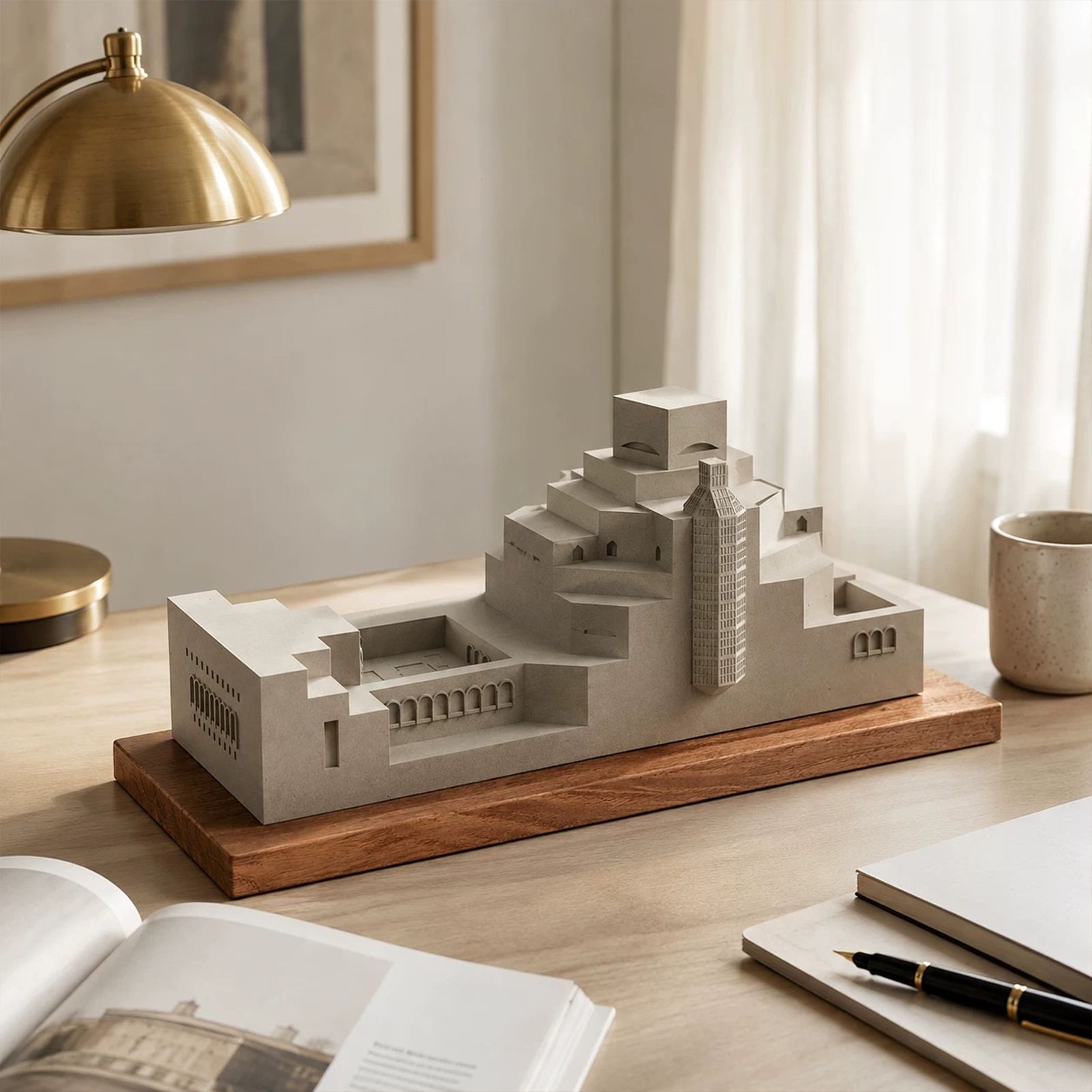 Museum of Islamic Art Doha Concrete Model Architectural Replica Sculpture & Desktop Decor（Khaki）