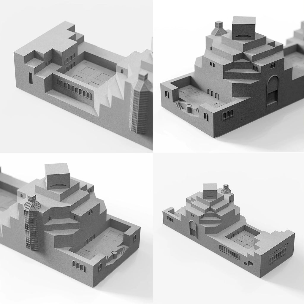 Museum of Islamic Art Doha Concrete Model Architectural Replica Sculpture & Desktop Decor（Khaki）