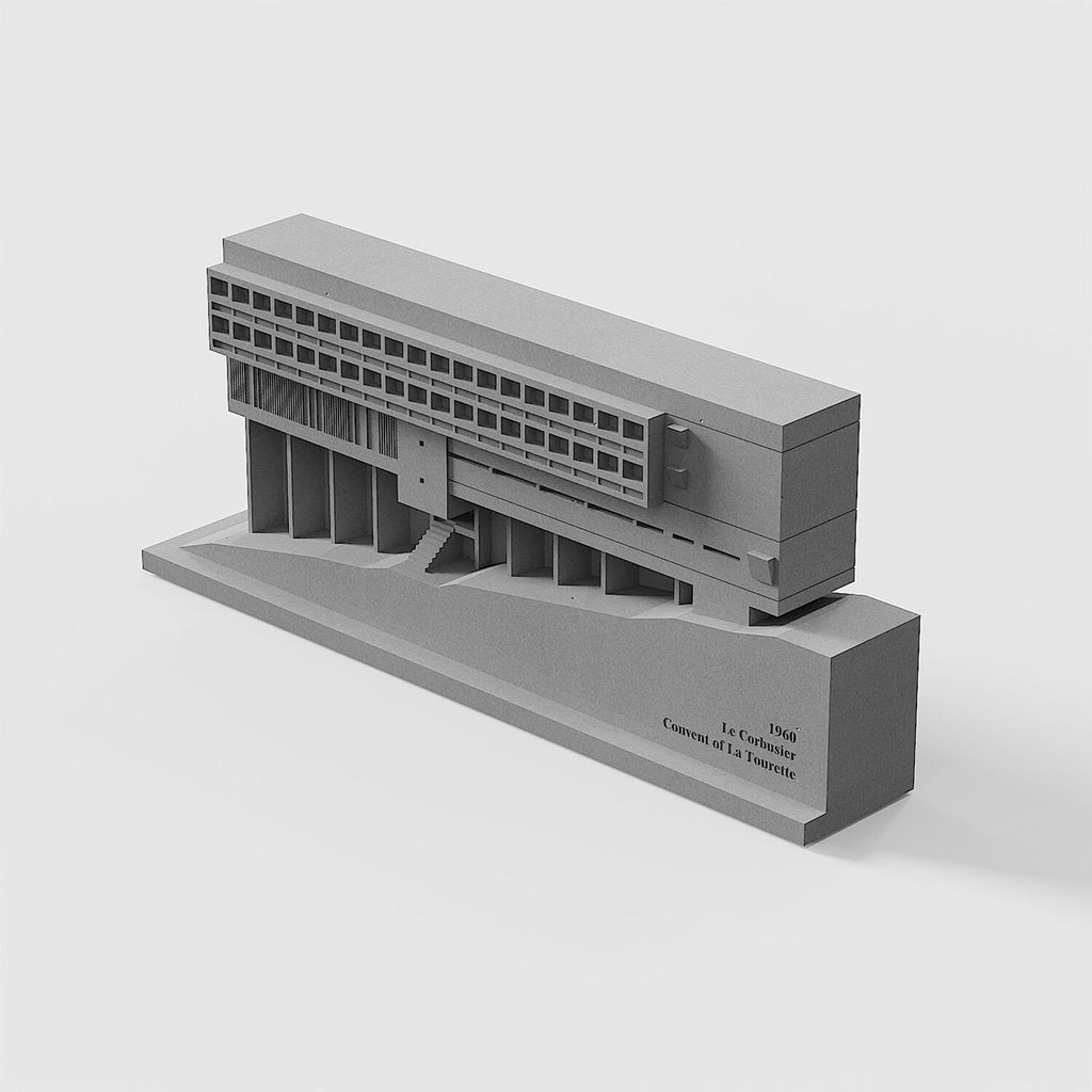 La Tourette Convent Concrete Architectural Model Modernist Masterpiece Replica for Desk Decor & Collectors（Grey）
