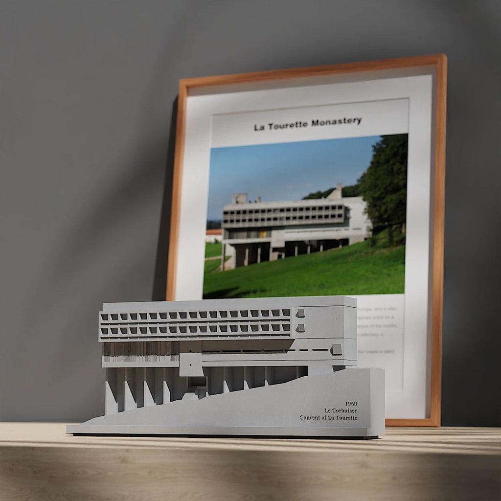 La Tourette Convent Concrete Architectural Model Modernist Masterpiece Replica for Desk Decor & Collectors（Grey）