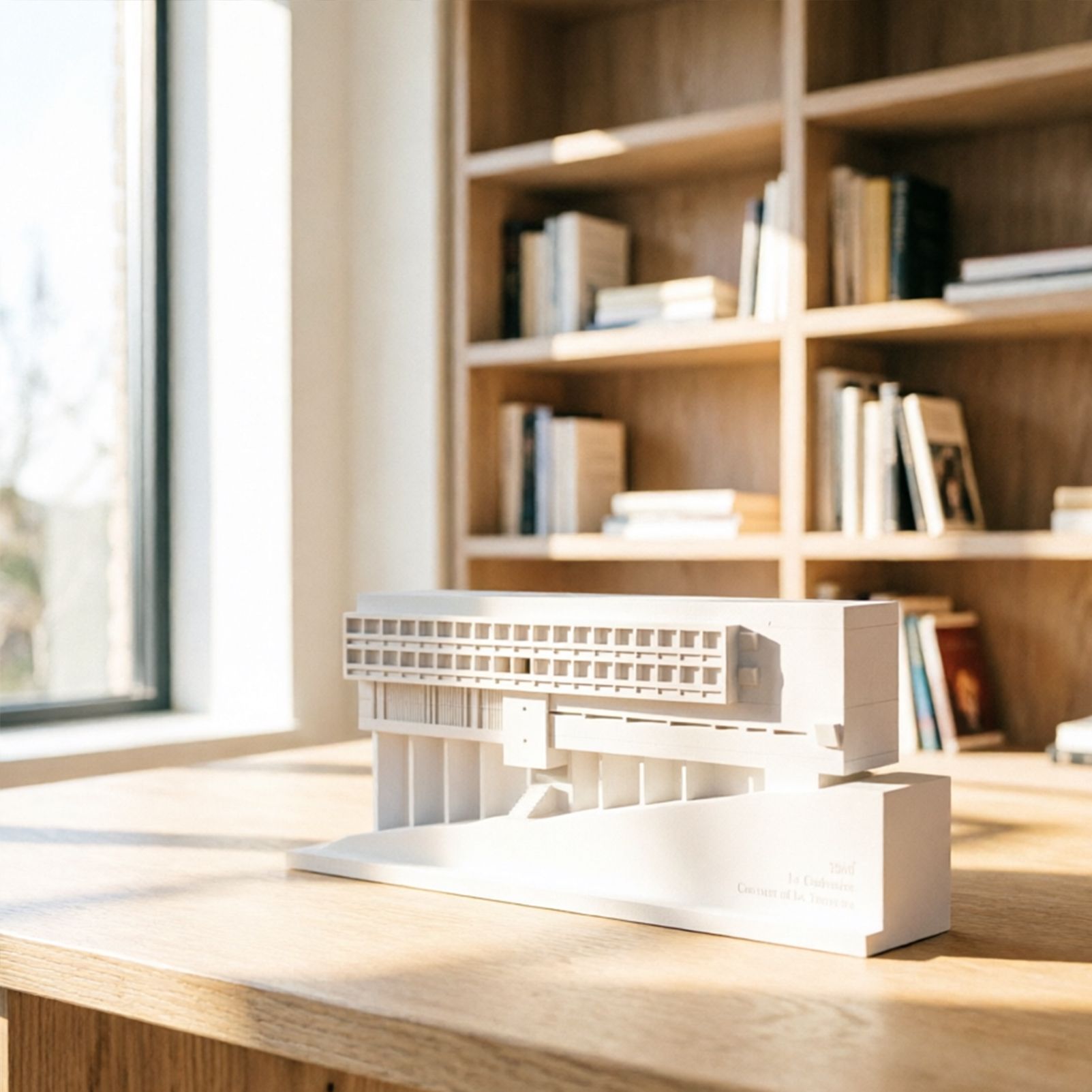 La Tourette Convent Concrete Architectural Model Modernist Masterpiece Replica for Desk Decor & Collectors（White）