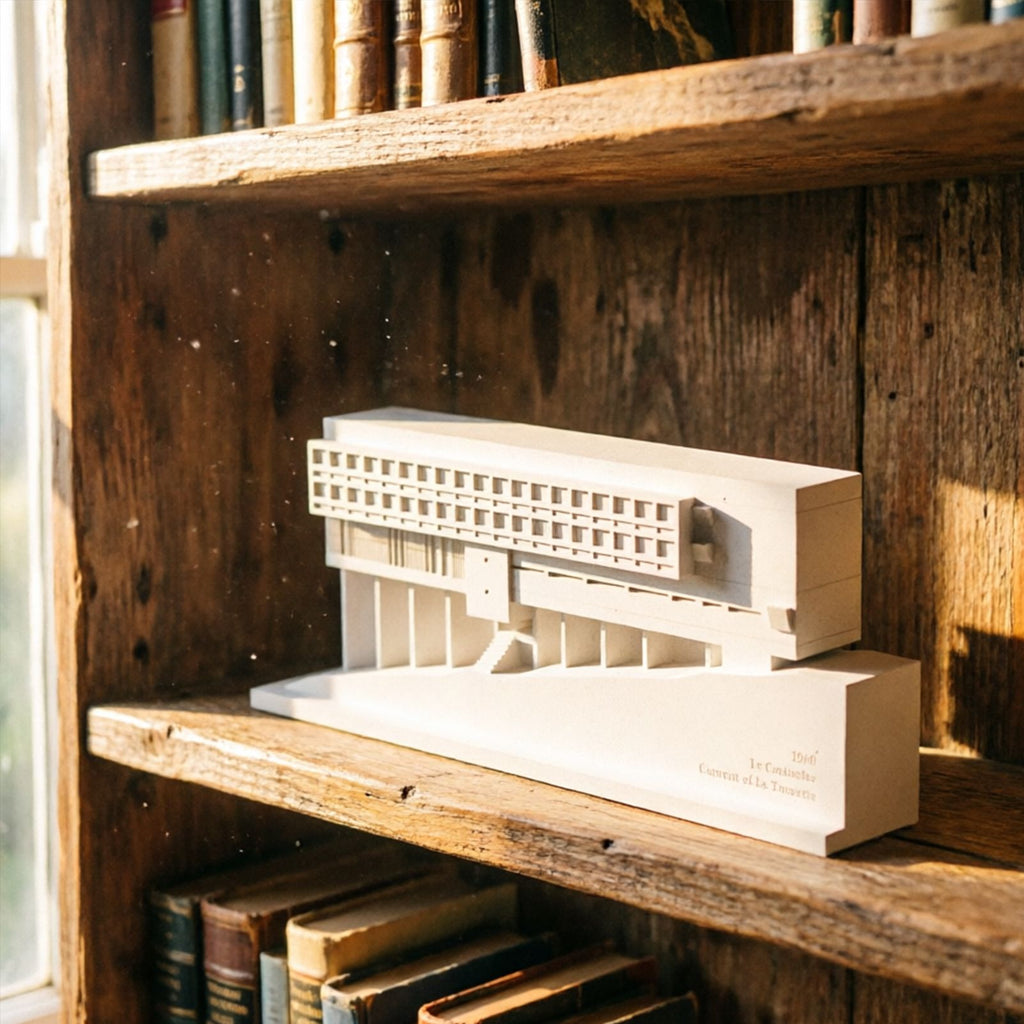 La Tourette Convent Concrete Architectural Model Modernist Masterpiece Replica for Desk Decor & Collectors（White）