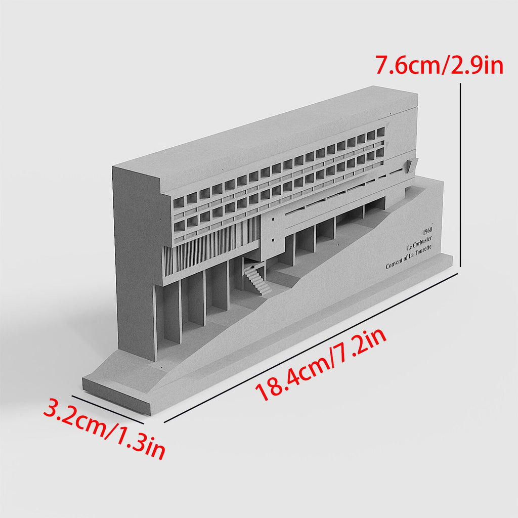 La Tourette Convent Concrete Architectural Model Modernist Masterpiece Replica for Desk Decor & Collectors（White）