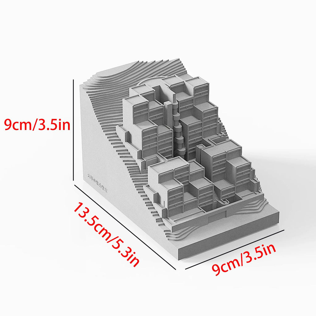 Rokko Housing Concrete Architectural Model - Minimalist Desk Decor & Collectible Sculpture for Architects and Design Lovers（Grey）