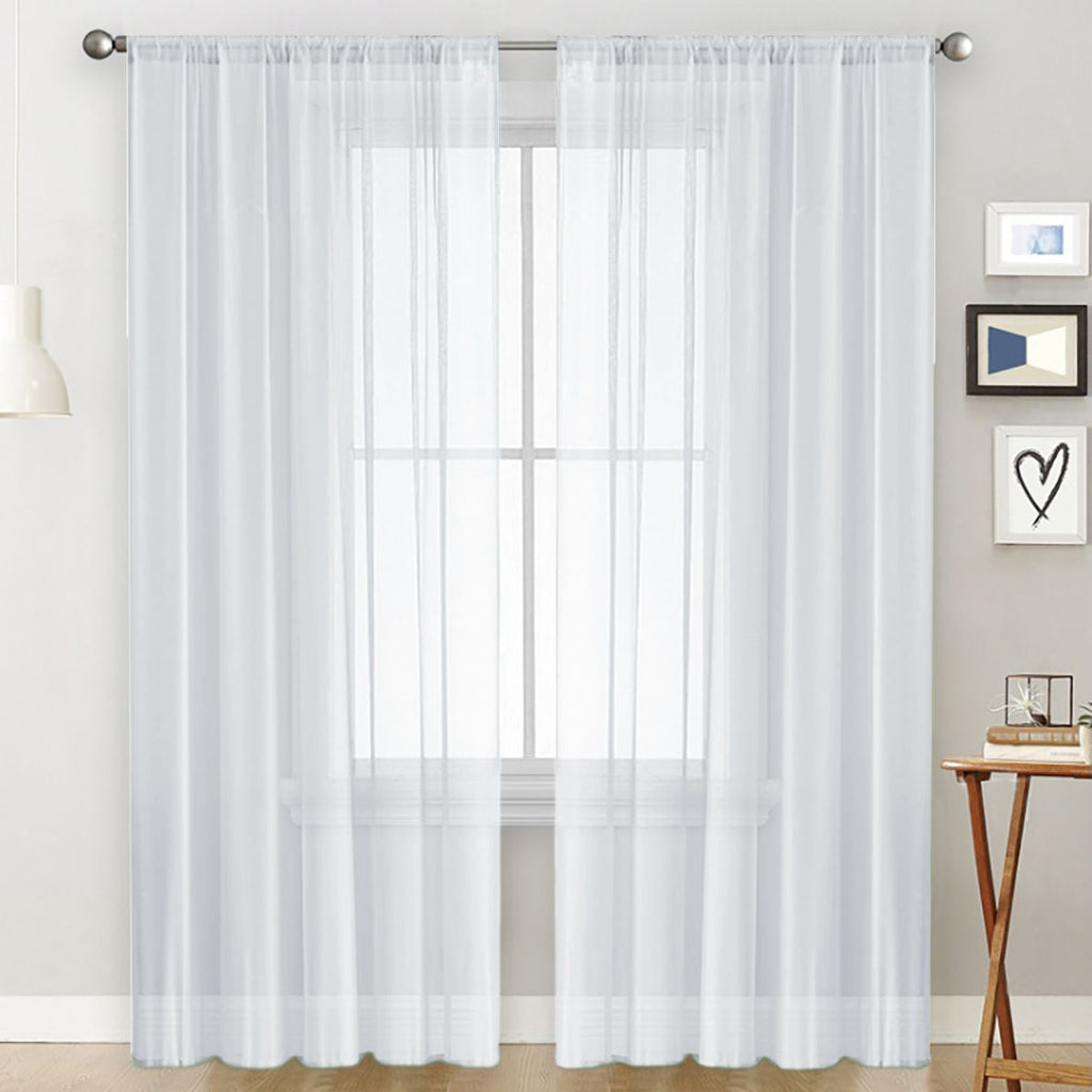 2 Pack Semi Blackout Sheer Curtains-Bleached White