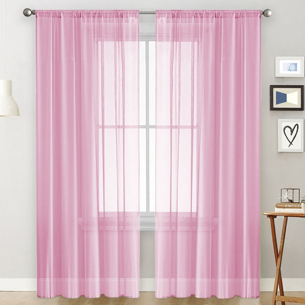 2 Pack Semi Blackout Sheer Curtains Pink