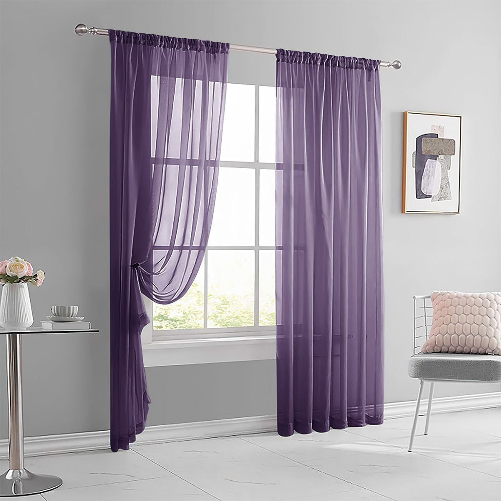 2 Pack Semi Blackout Sheer Curtains Gray