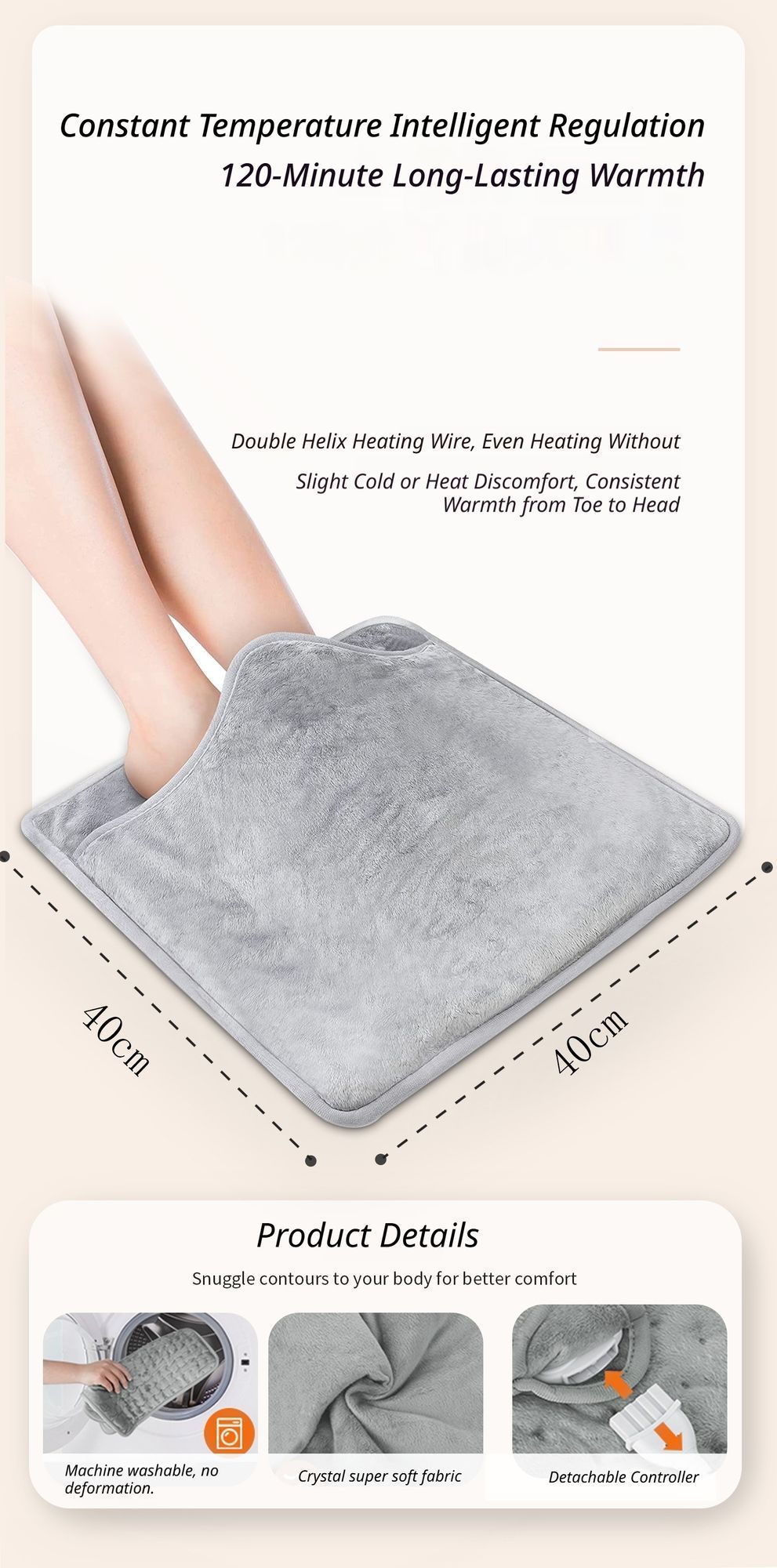 Heating Foot Warmer Mat Dark Grey