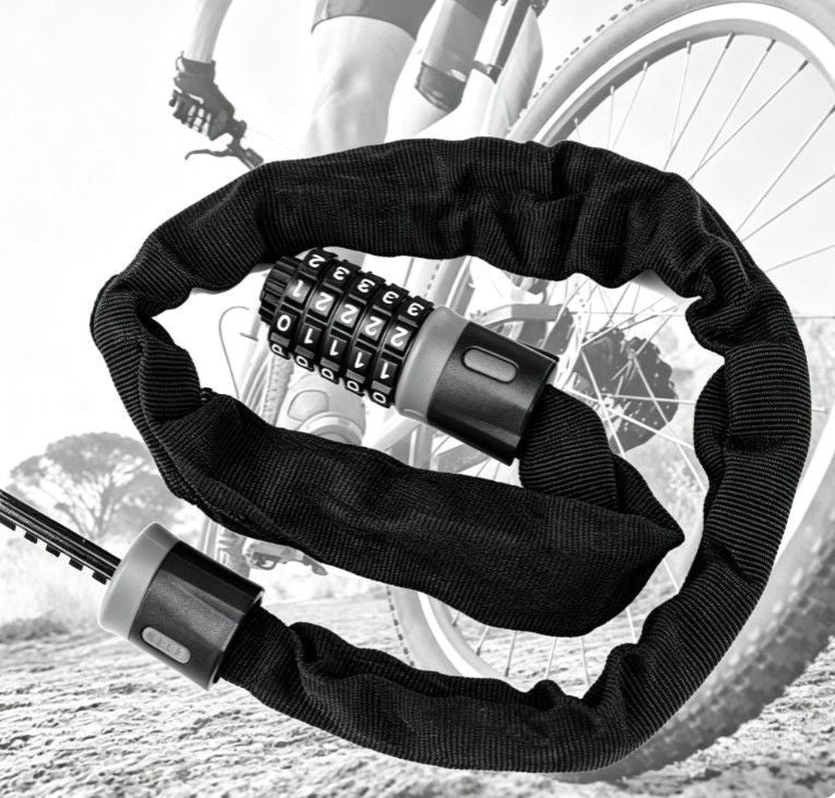 Bike Combination Lock - Black Grey, 0.9m