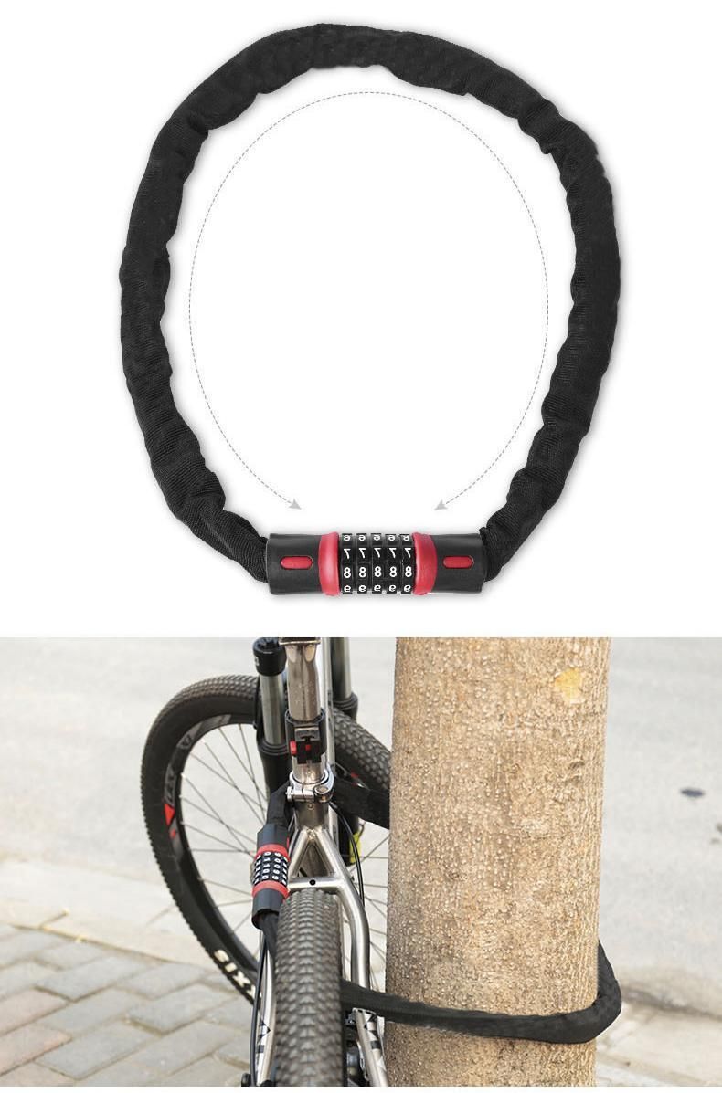 Bike Combination Lock - Black Red, 1.5m