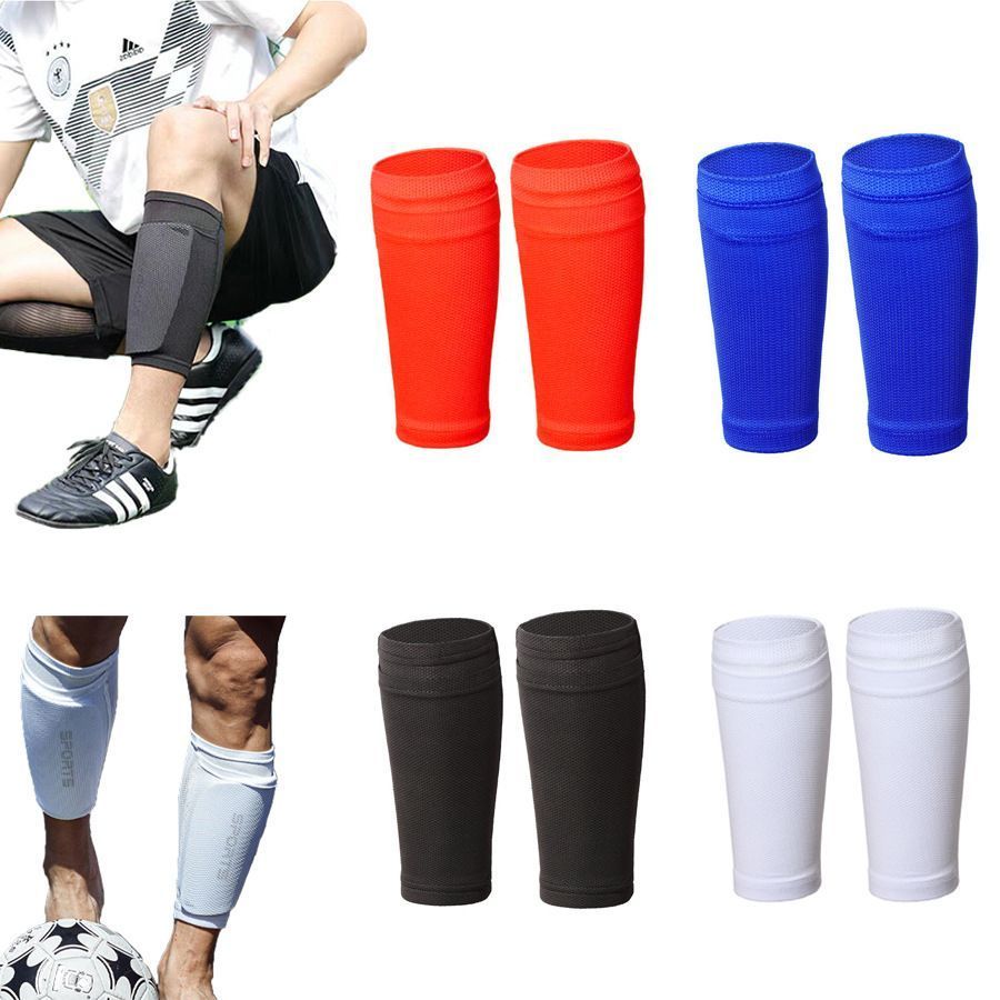 2 Pairs Soccer Shin Guard Sock Red Size M