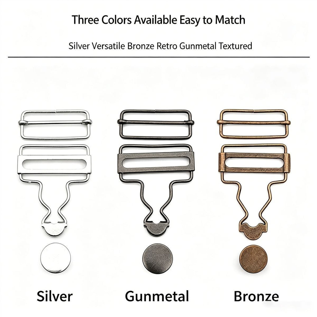 6 Sets Metal Strap Adjuster Overalls Buckles-Gun Grey