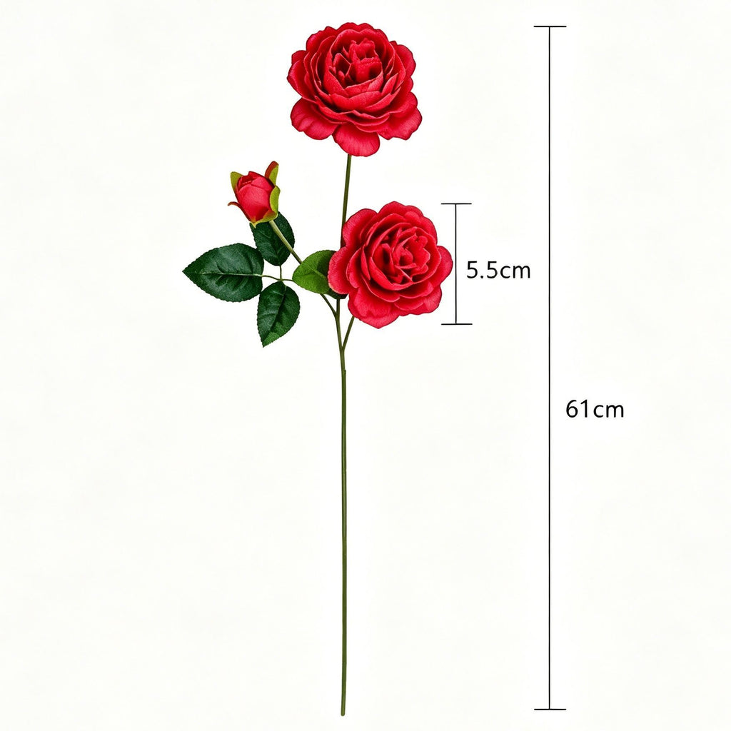 Artificial Red French Peony, Warm Decor, 3 Pack