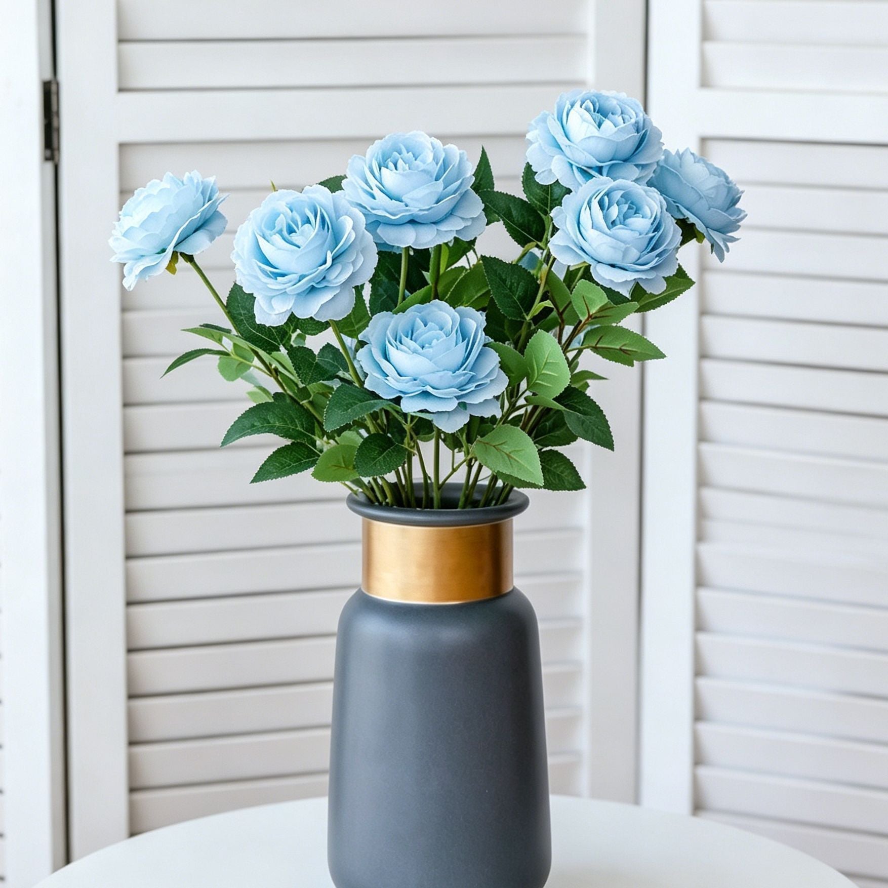 Artificial Blue French Peony, Fresh Decor, 2 Pack