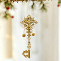 1pk White Gold Vintage Key Xmas Tree Ornament