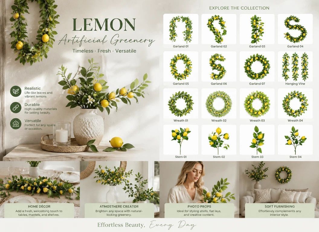 Style C Lemon Vine Hanging Ornament Patio Door Decor 2 Pack