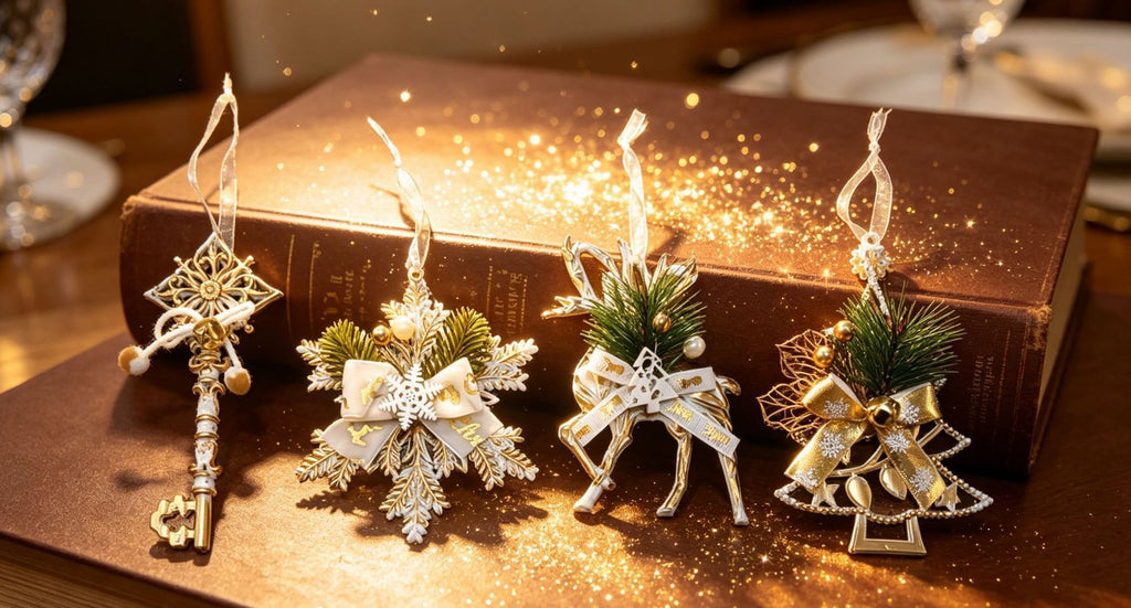 12pk Mixed White Gold Xmas Tree Baubles All 4 Designs Pack