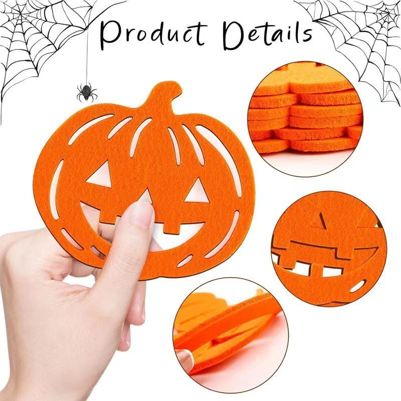 1pk Felt Spider Web Halloween Coasters Table Decor Mats