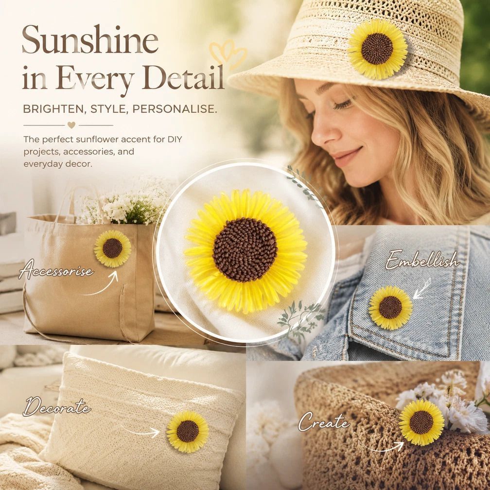 Ginger Yellow Boho Artificial Sunflower Daisy Clothing Ornament Set of 16