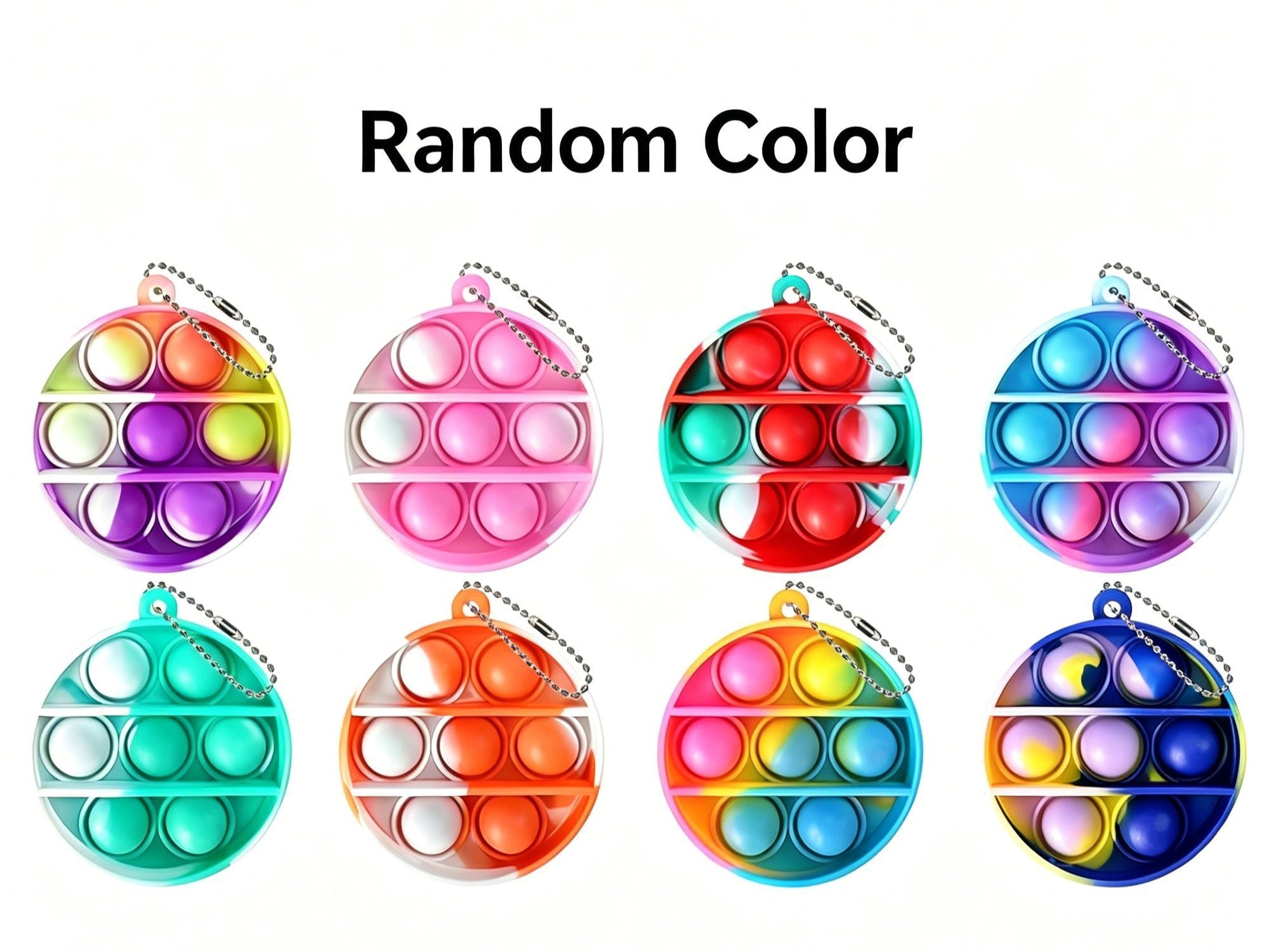 8pk 5cm Square Pop It Fidget Keychain