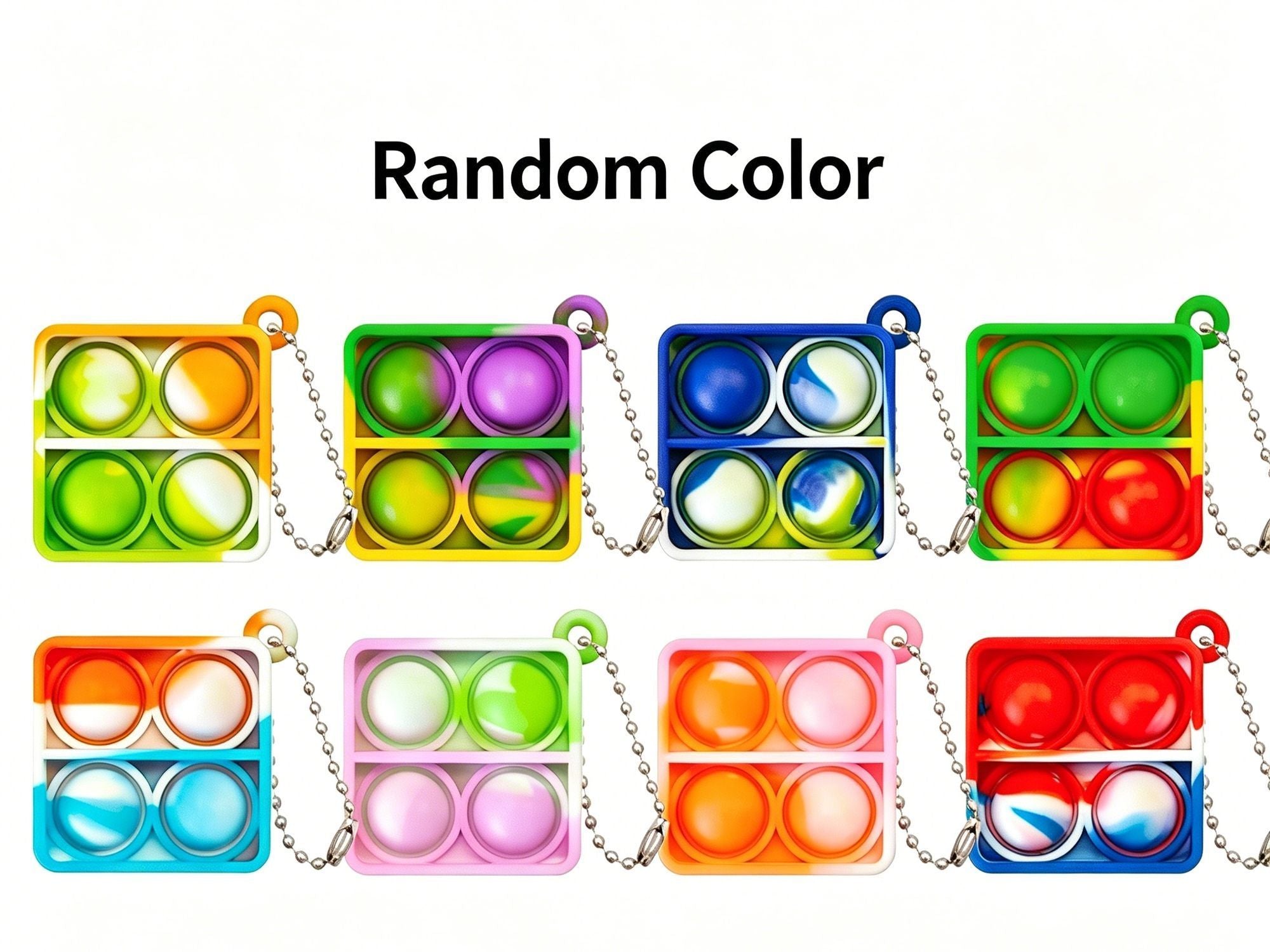 8pk 5cm Square Pop It Fidget Keychain