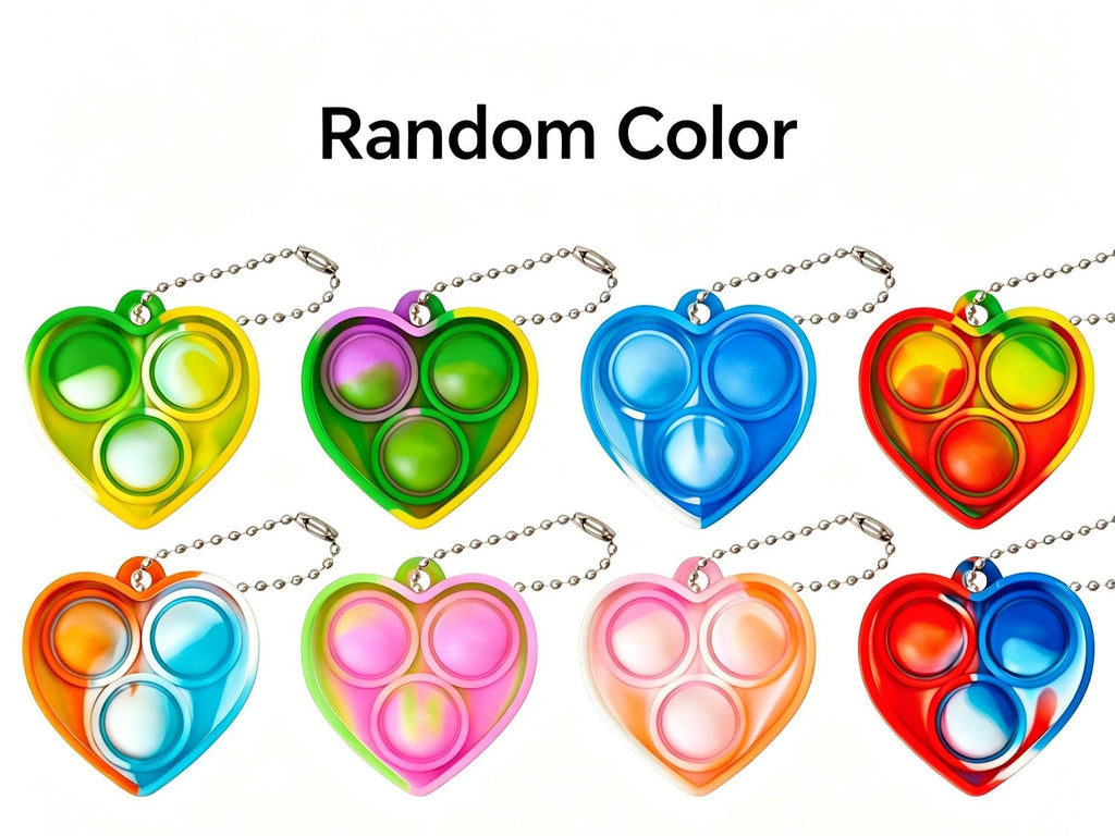 8pk 5cm Heart Pop It Fidget Keychain